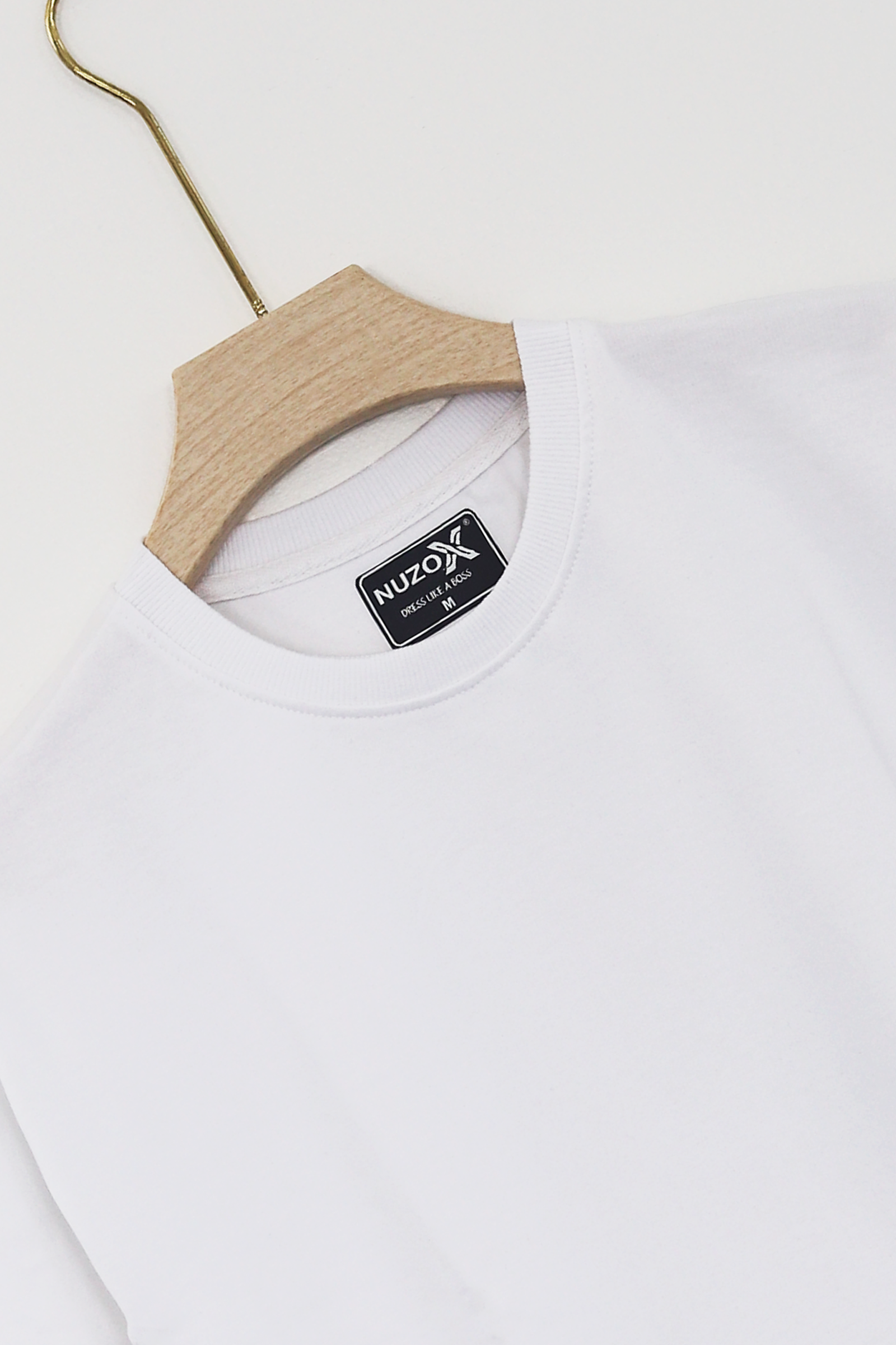 Cotton  Highsleeve Plain T-Shirt(white)